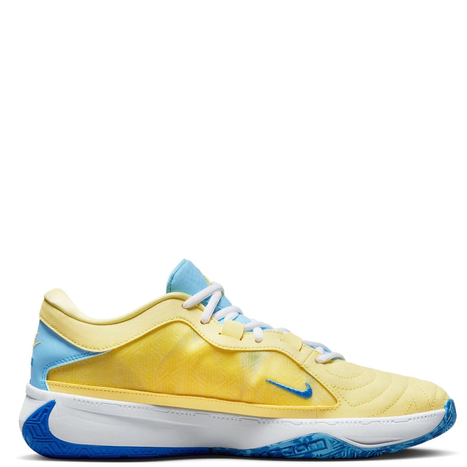 Мужские баскетбольные кроссовки Nike Zoom Freak 5 DX4985-700 желто-синего цвета DWA3028 — фото 2