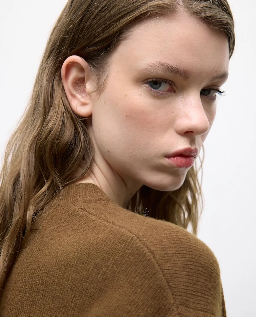 

Женский джемпер с вырезом-лодочка и передней отделкой Tintoretto, коричневый