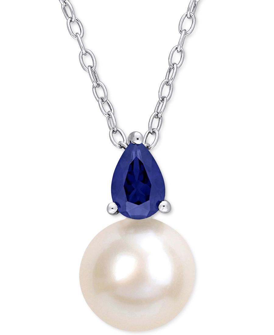 

Кулон-подвеска из культивированного пресноводного жемчуга (8,5 мм), камень рождения, длиной 45 см, стерлингового серебра с покрытием из 18-каратного розового золота или стерлингового серебра Macy's, September/Blue Sapphire