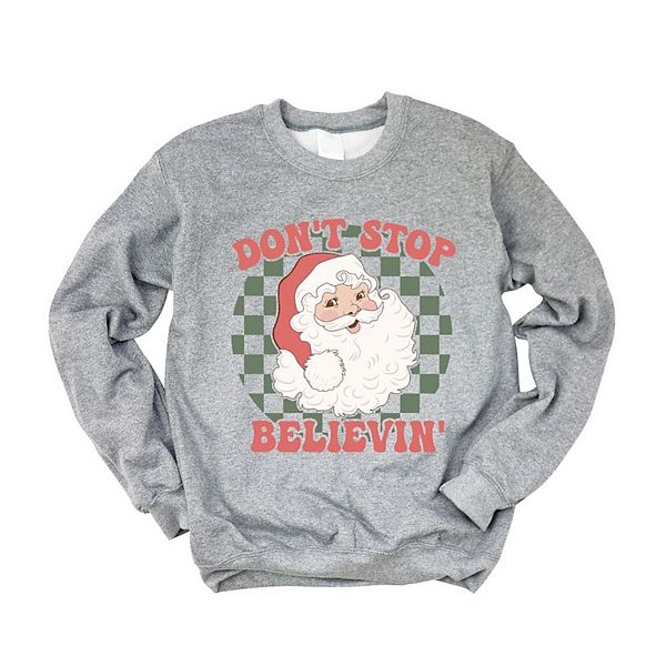 

Свитшот Don't Stop Believin' Santa в клетку Simply Sage Market, Graphite