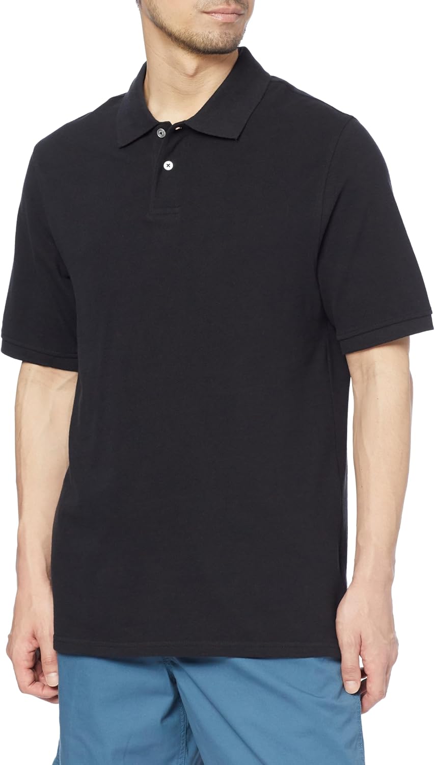 

Мужская хлопковая поло-рубашка пике Amazon Essentials, стандартного кроя, черный