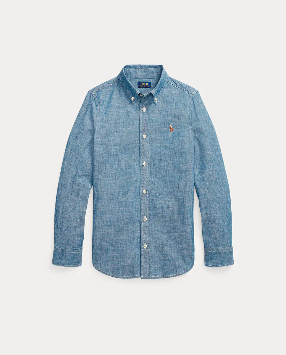 

Рубашка из хлопкового шамбре для девочек Polo Ralph Lauren, синий