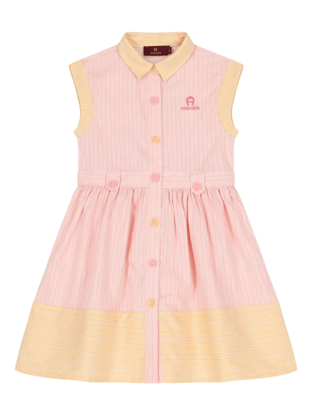 

Полосатое платье с вышитым логотипом Aigner Kids, розовый