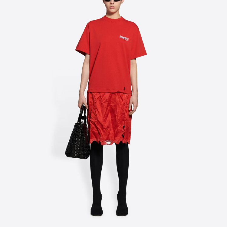 Платье женское Balenciaga с короткими рукавами, красный — фото 3