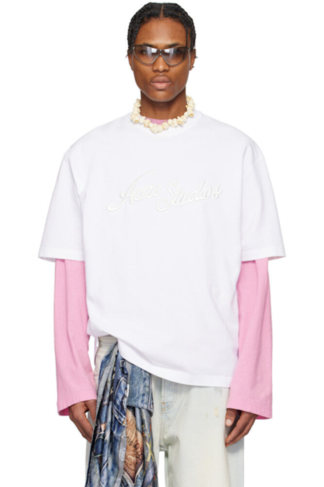 

Белая футболка свободного кроя с логотипом Acne Studios