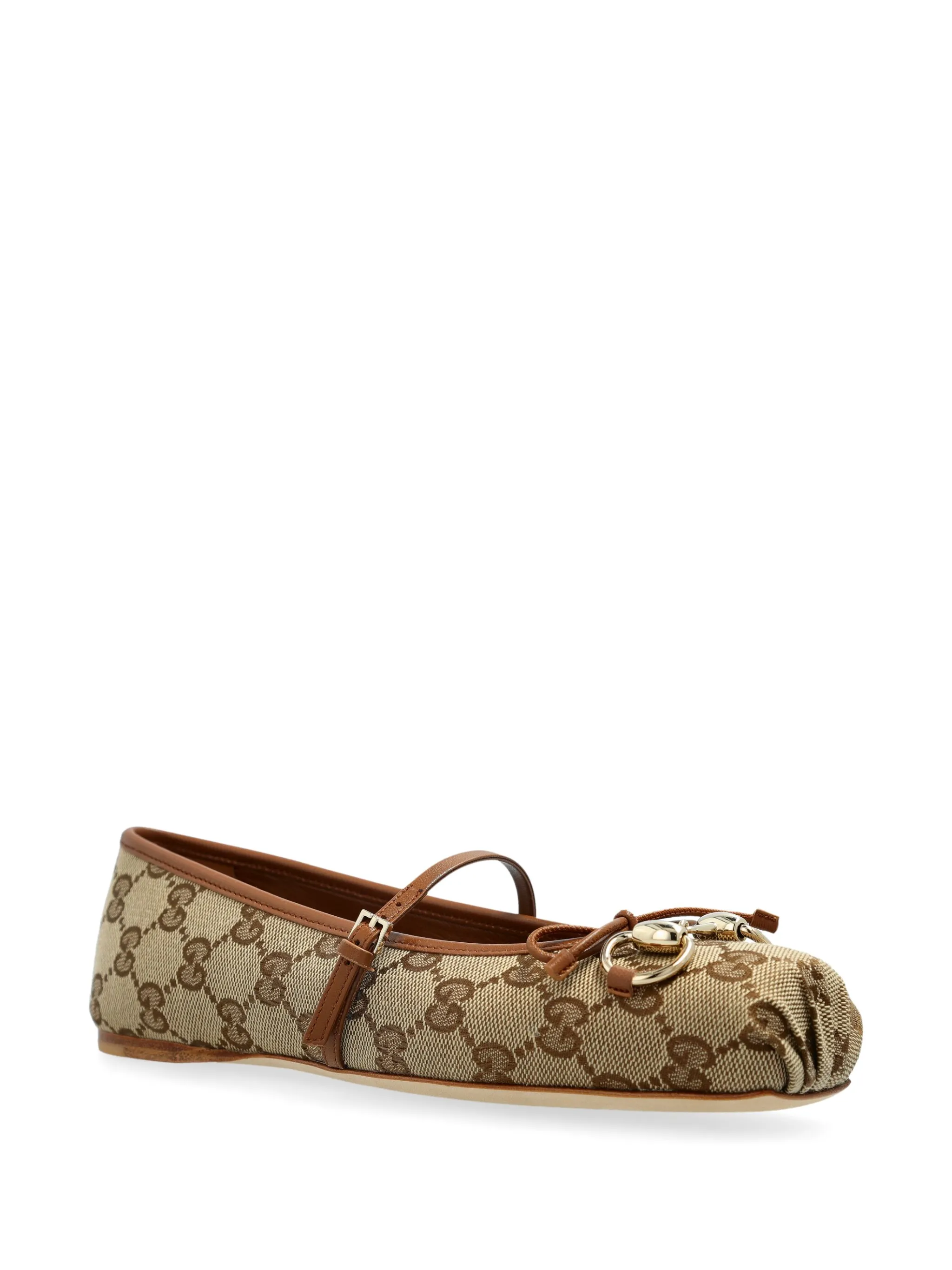 Туфли с монограммой и логотипом Double G Gucci, бежевый — фото 2