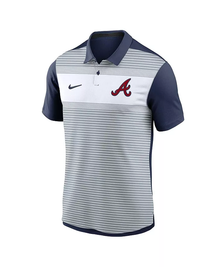 Мужская поло-рубашка Atlanta Braves Vapor в полоску, бело-синяя, для активного образа жизни Nike — фото 3