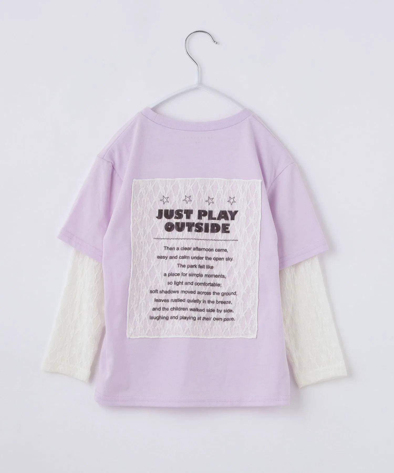 Детская футболка с кружевными рукавами THE SHOP TK фиолетовая — фото 4