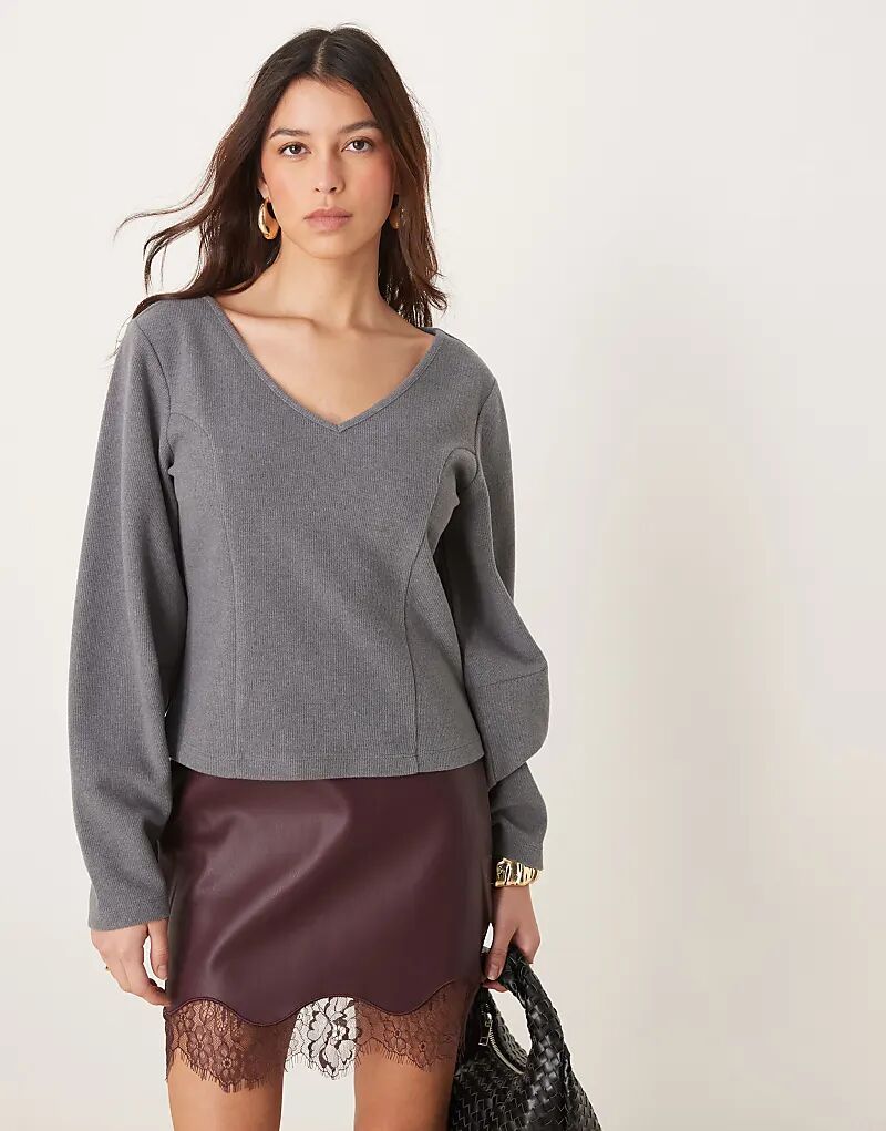 

Топ-кокон с V-образным вырезом, светло-серый ASOS DESIGN