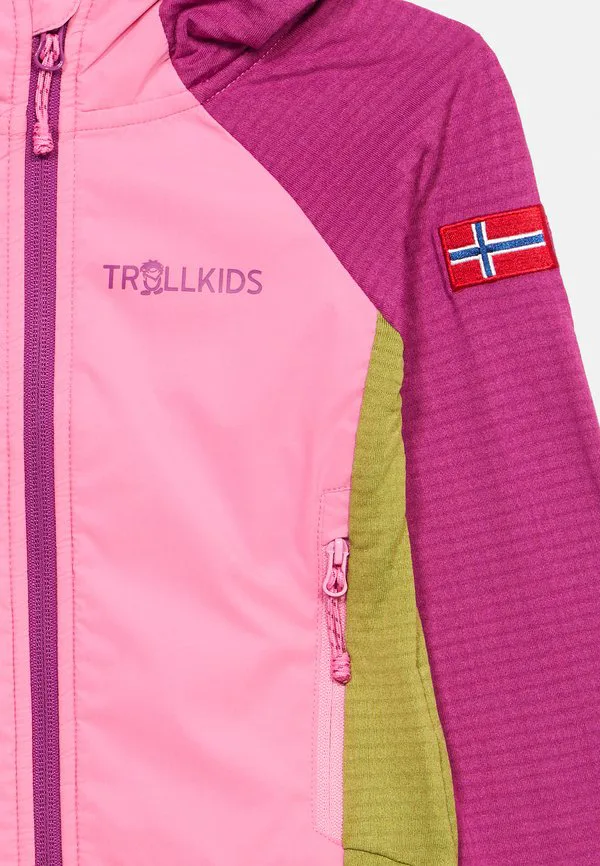 Детская куртка seiland унисекс, легкая куртка Trollkids, Fresh Berry/Candy Pink/Hedge Green — фото 4