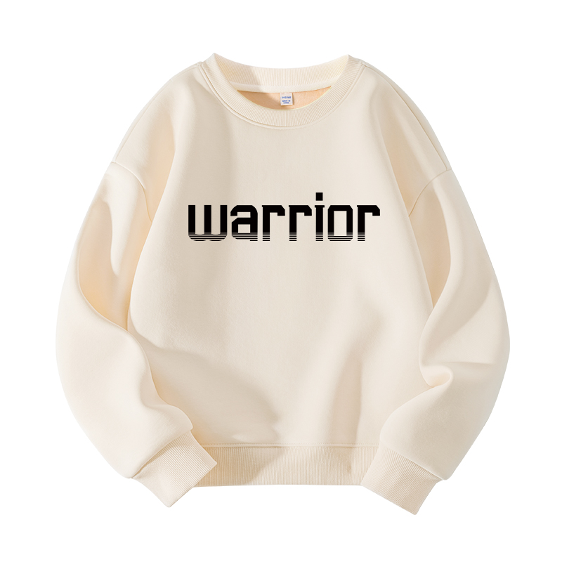 Детский свитшот с круглым вырезом утолщенный WARRIOR, серый/черный stripe — фото 3
