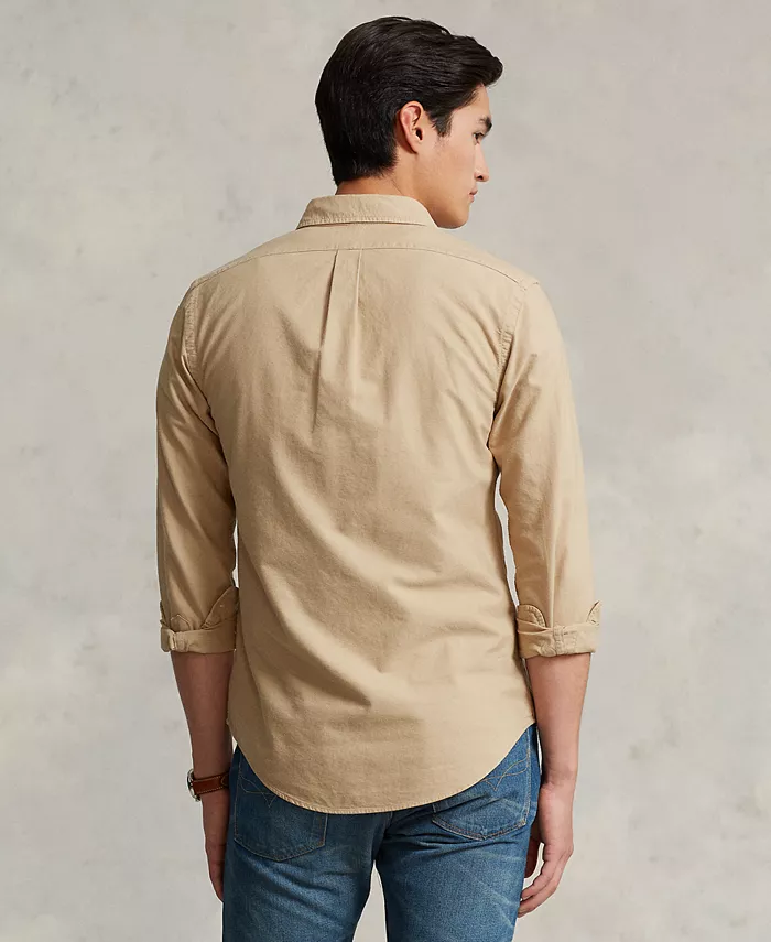 Мужская оксфордская рубашка с предварительной окраской ткани Polo Ralph Lauren, загар/бежевый — фото 4