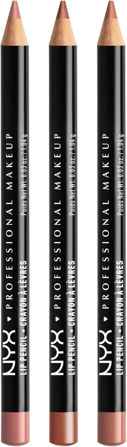Карандаш для губ NYX Professional Makeup Slim Lip Pencil, набор из 3 шт., оттенки Peakaboo Neutral, Nude Pink, Ever