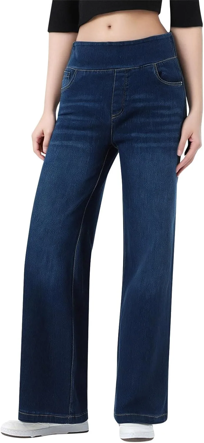 

Прямые джинсы для женщин с высокой талией и широкими штанинами