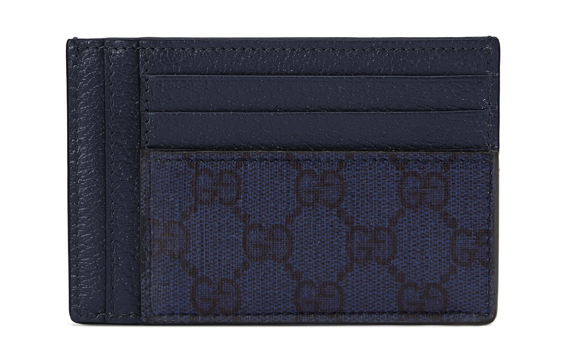 GUCCI Кожаный картхолдер Ophidia Canvas мужской синий и тёмно-синий — фото 3