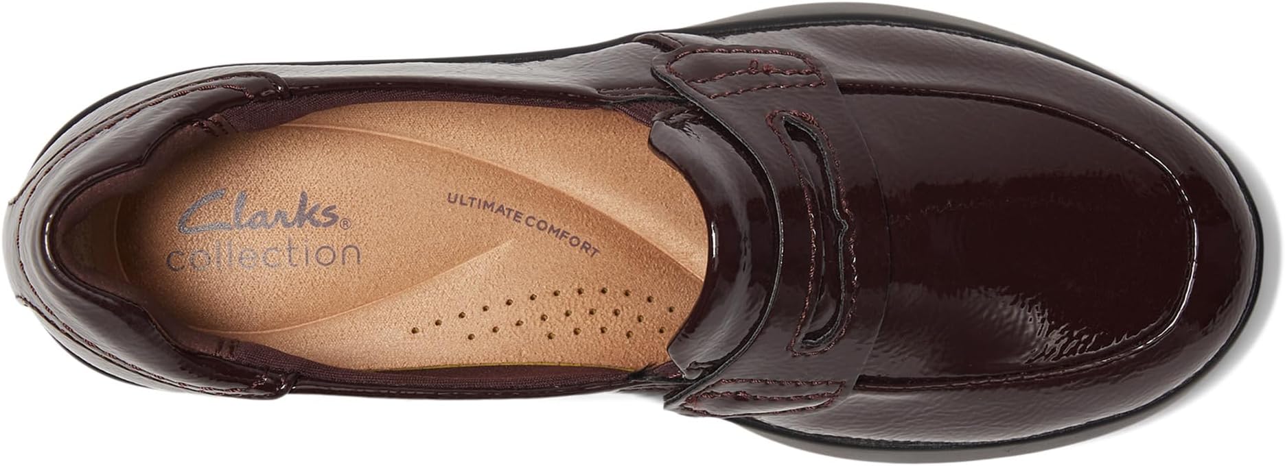 Лоферы Clarks Ellowyn Penny, цвет Wine Crinkle Patent Synthetic — фото 2