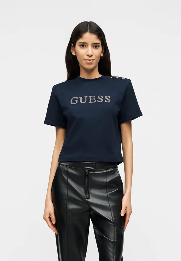 

Футболка с принтом ss cn marina crop tee print Guess, Blackened Blue, Черный, Футболка с принтом ss cn marina crop tee print Guess, Blackened Blue
