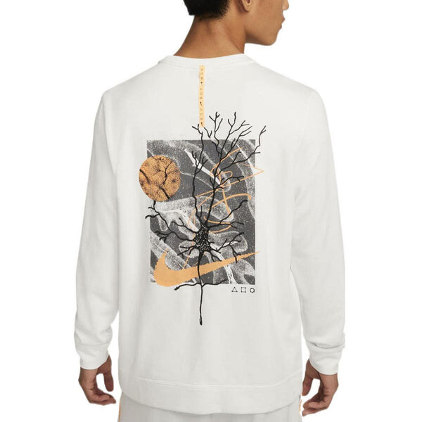 Толстовка Nike Dry-Fit Dye Fleece Graphic Sweatshirt 'White', белый — фото 4