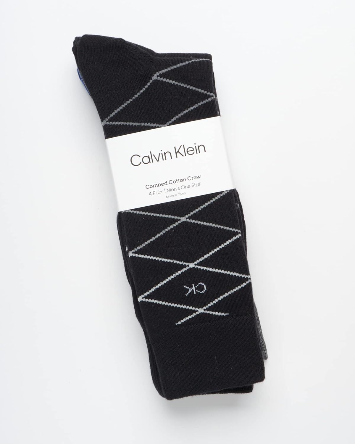 Мужские носки Calvin Klein Crew Socks - 4 пары, легкие, влагоотводящие, мягкие, спортивные носки для мужчин, для занятий спортом и бега, Black Pattern — фото 2