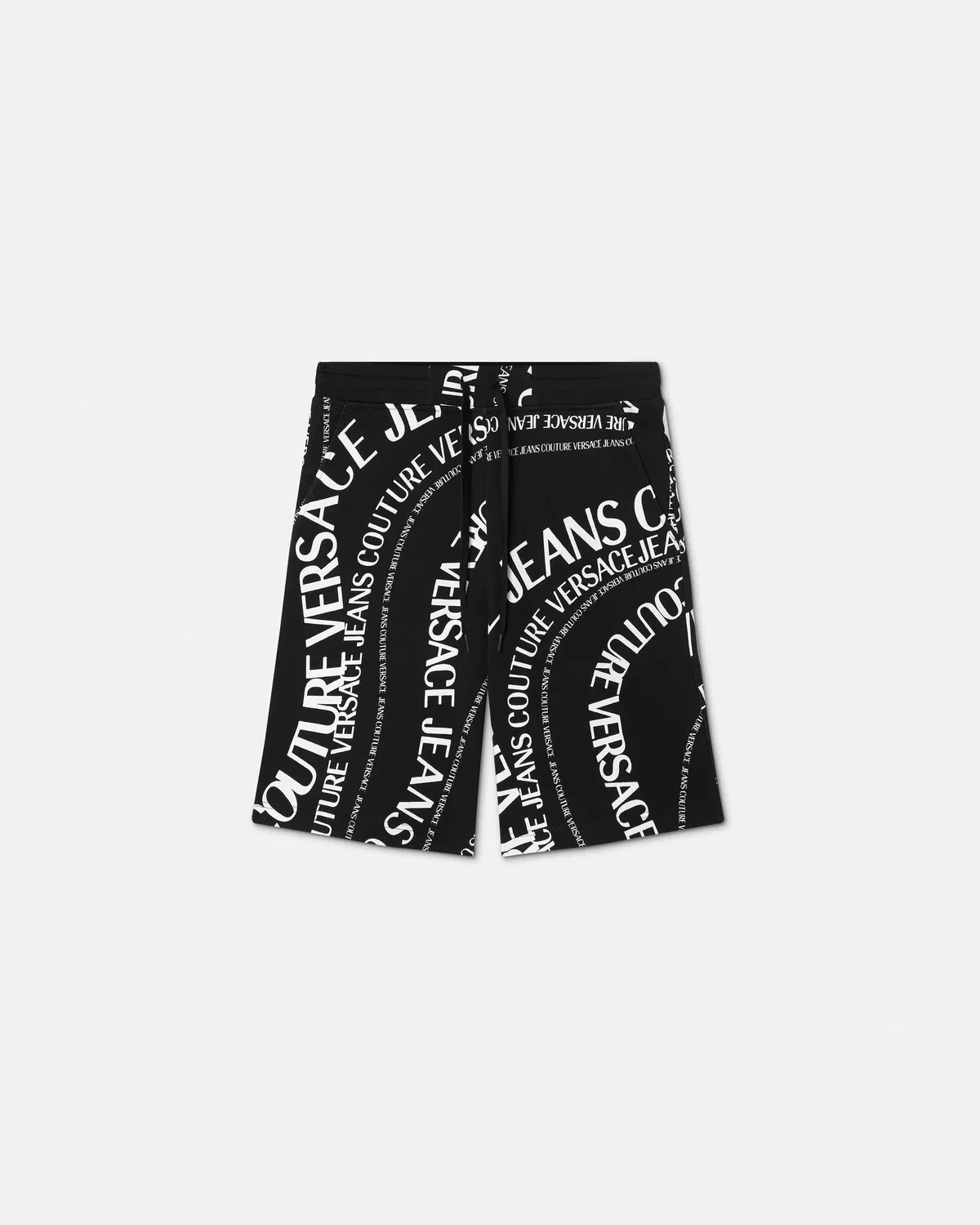 Бермуда из хлопкового джерси с принтом VERSACE, черный