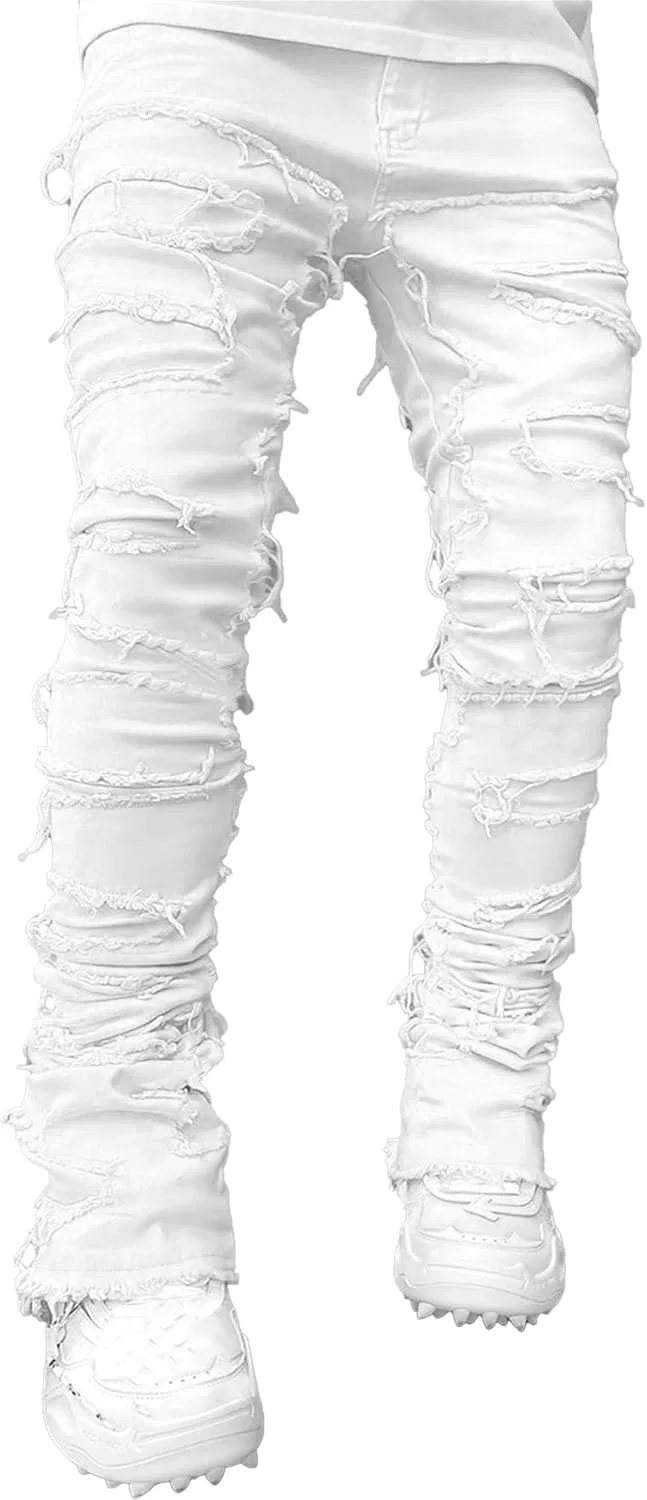Джинсы Slim Fit Patchwork, белый