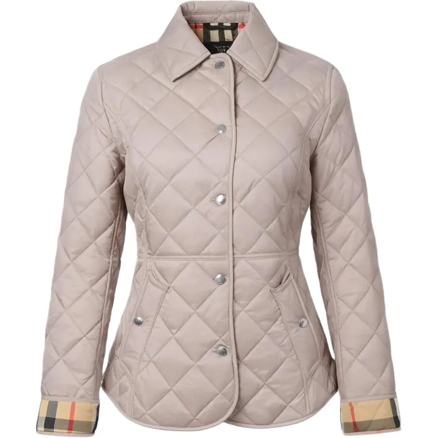 Пуховик Burberry, женский, тауп, с лацканами