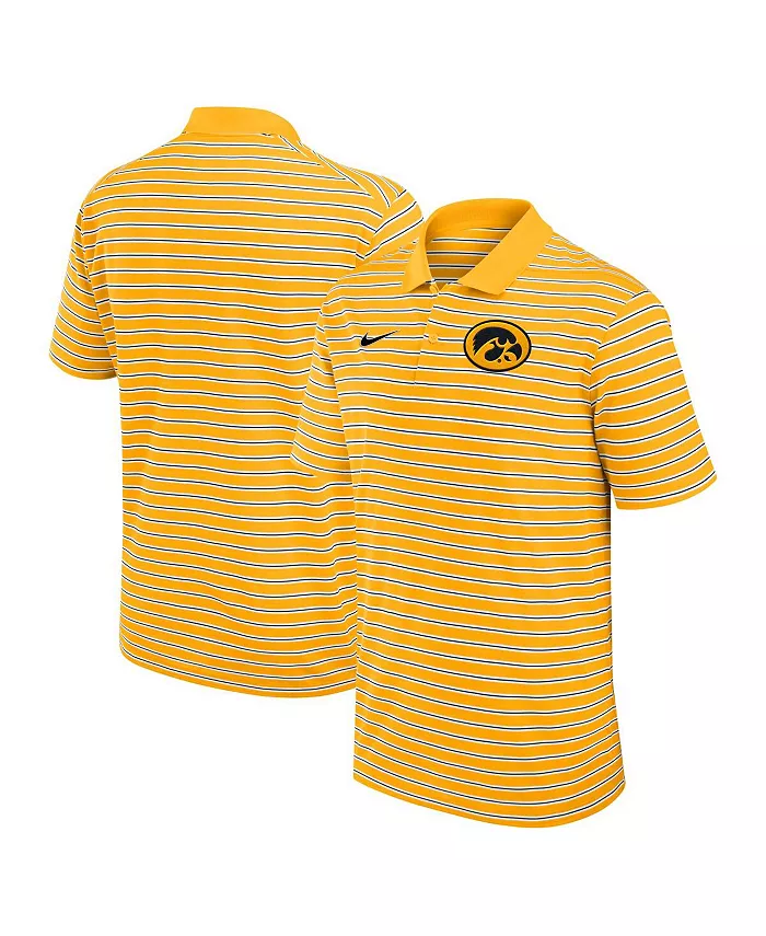 

Мужская золотая/белая полосатая перформанс-поло Iowa Hawkeyes Primetime Victory Nike