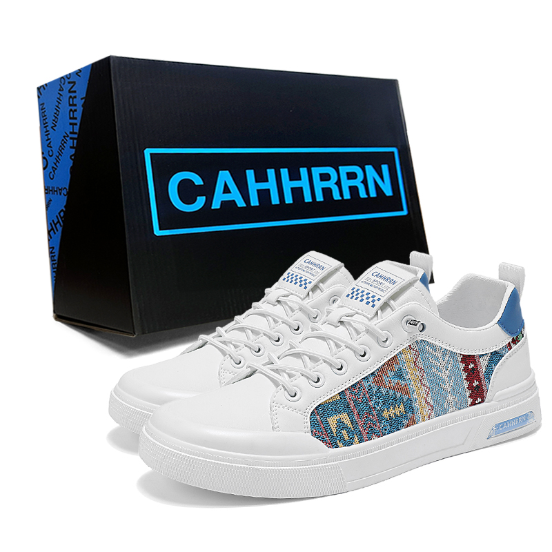 

CAHHRRN Дышащие низкие скейтерские кроссовки мужские бело-синие, цвет White Blue