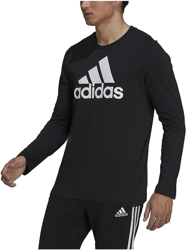 Мужская футболка с длинным рукавом Adidas Essentials BL SJ, черно-белый/белый — фото 4