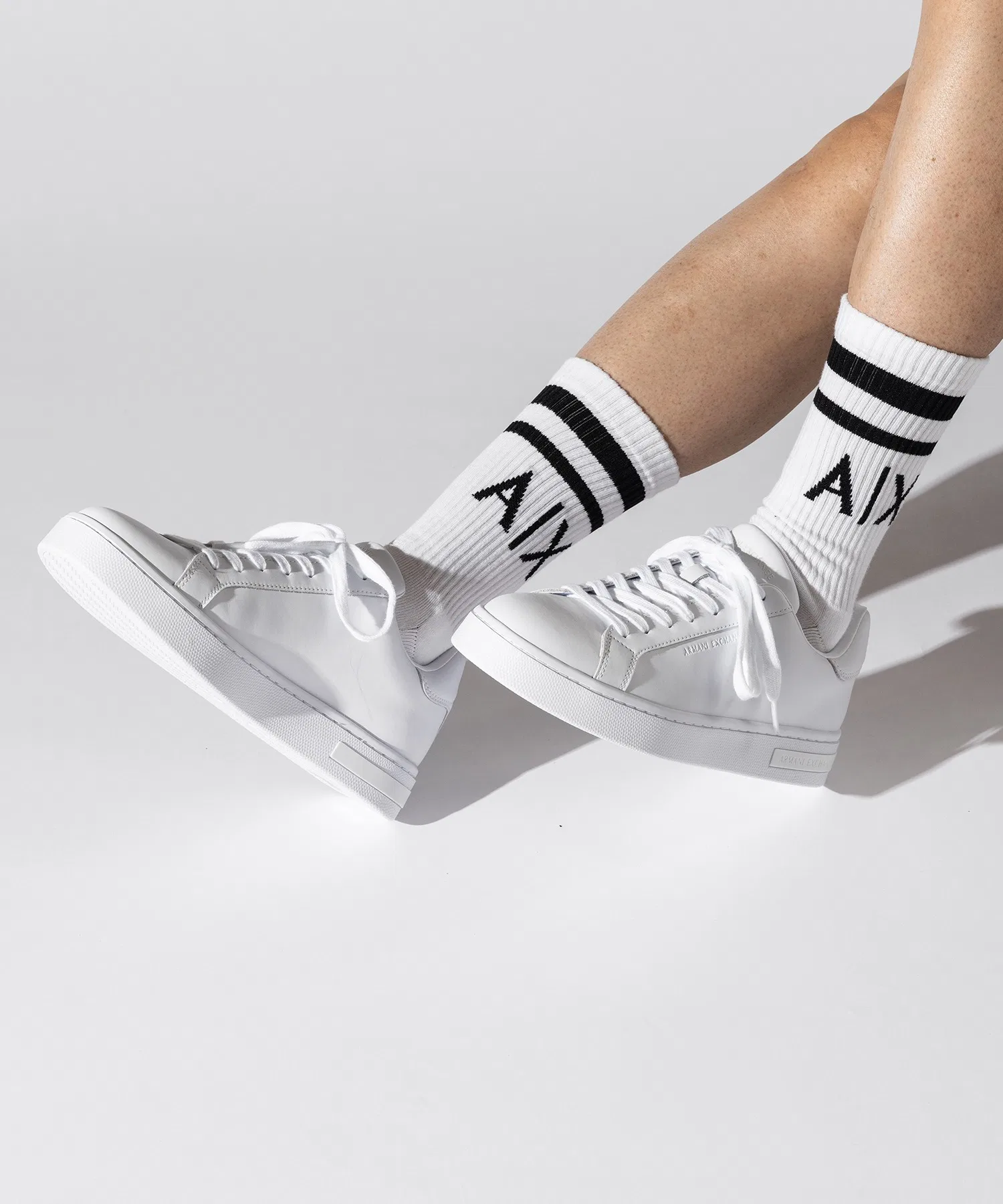 Мужские кроссовки ARMANI EXCHANGE с логотипом чёрные — фото 2