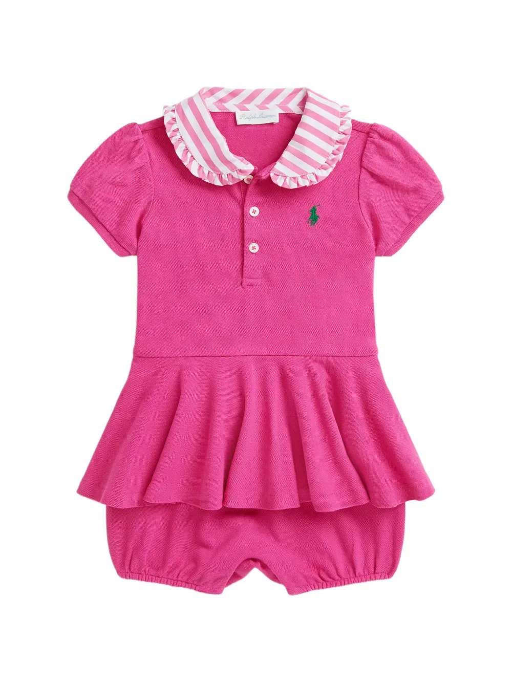 Полосатые короткие шорты с оборками Polo Ralph Lauren Kids, розовый