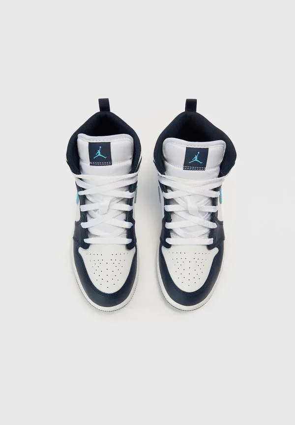 Jordan 1 mid унисекс высокие кроссовки Jordan, Obsidian/Dark Powder Blue/White — фото 4