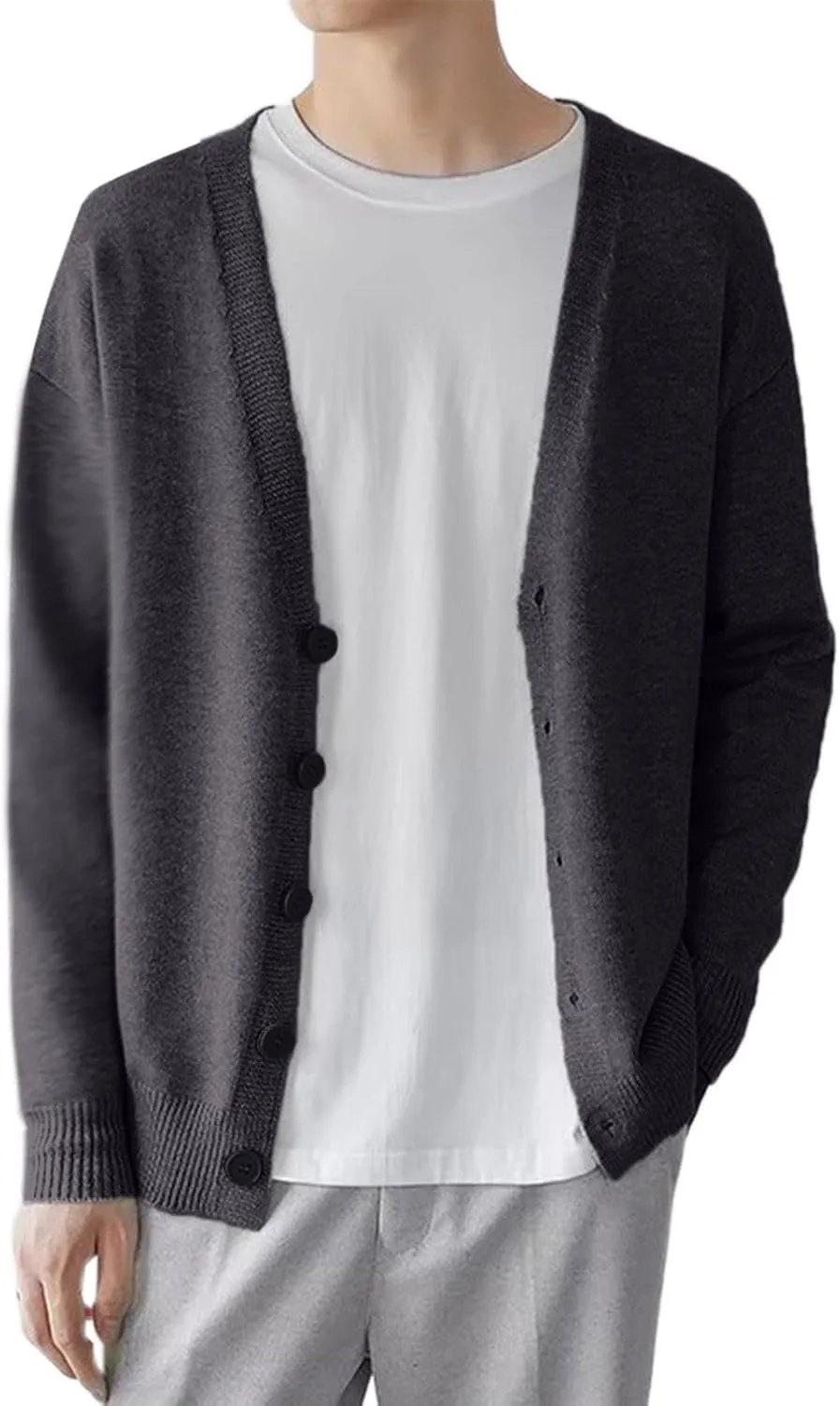 

Кардиган для мужчин легкий на пуговицах с V-образным вырезом XINGJIAARTS