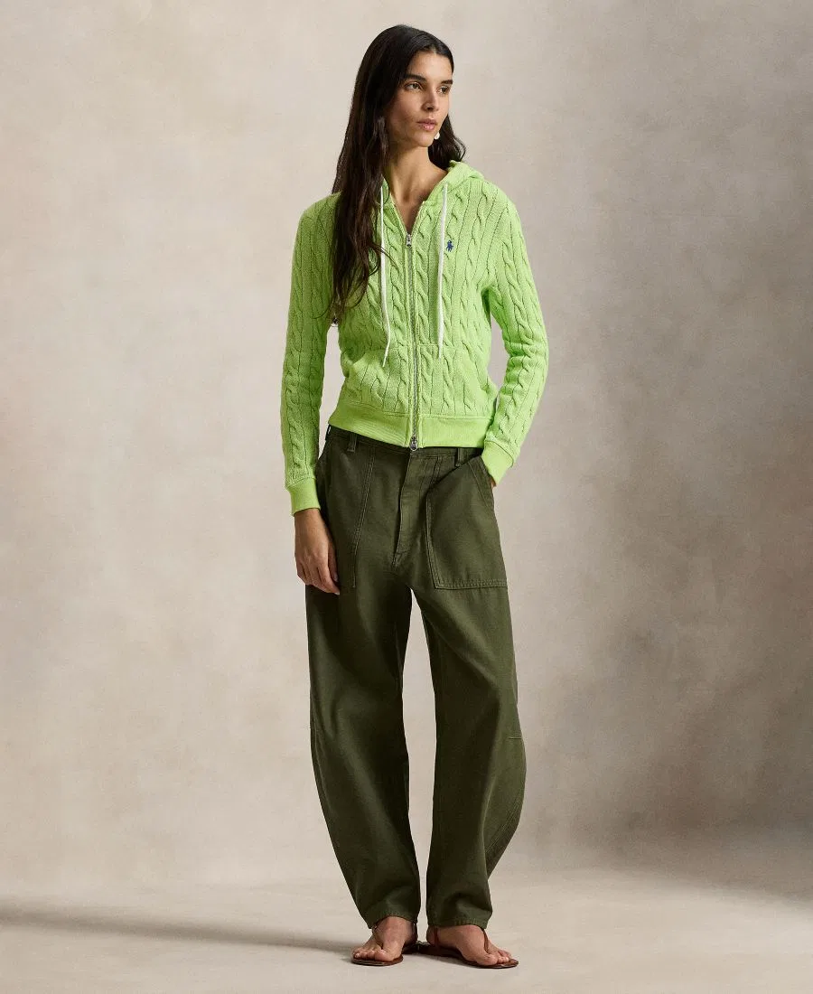 Женская хлопковая толстовка крупной вязки на молнии Polo Ralph Lauren, Apple Green — фото 3