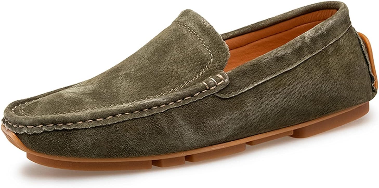 

Мужские повседневные мокасины из замши с вентиляцией, шитьем, для вождения, походов и с кармашком для монеты Litnermia, хаки