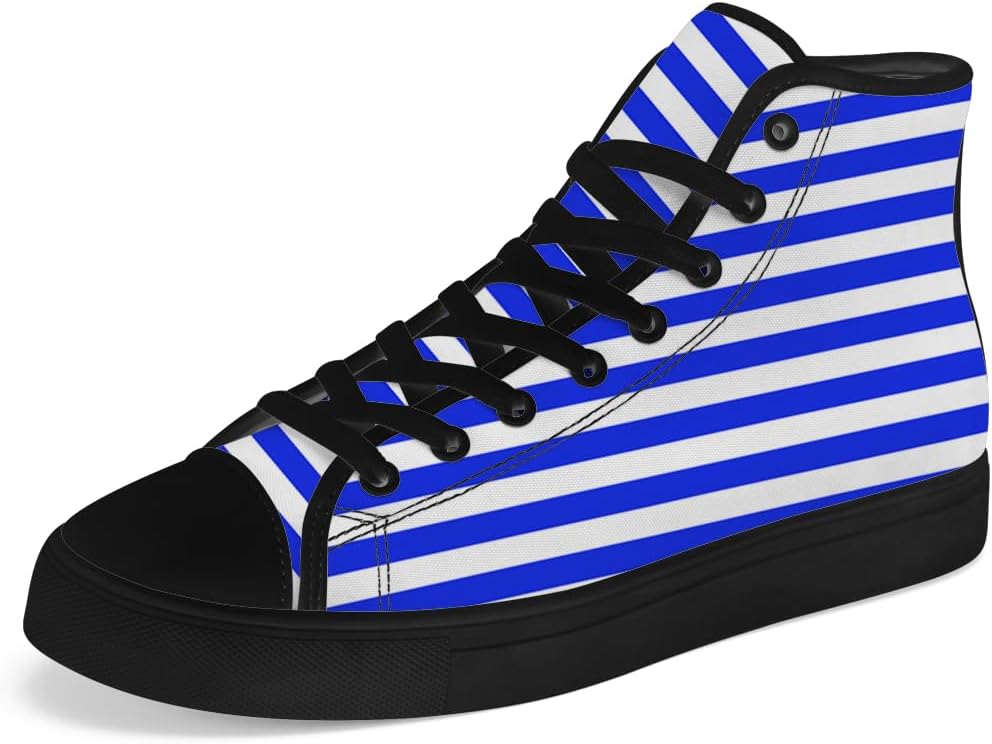 

Кеды Chebing в полоску на высокой платформе из холщовой ткани, высокие кроссовки на шнуровке, повседневная обувь, подарок для мужчин и женщин, синий