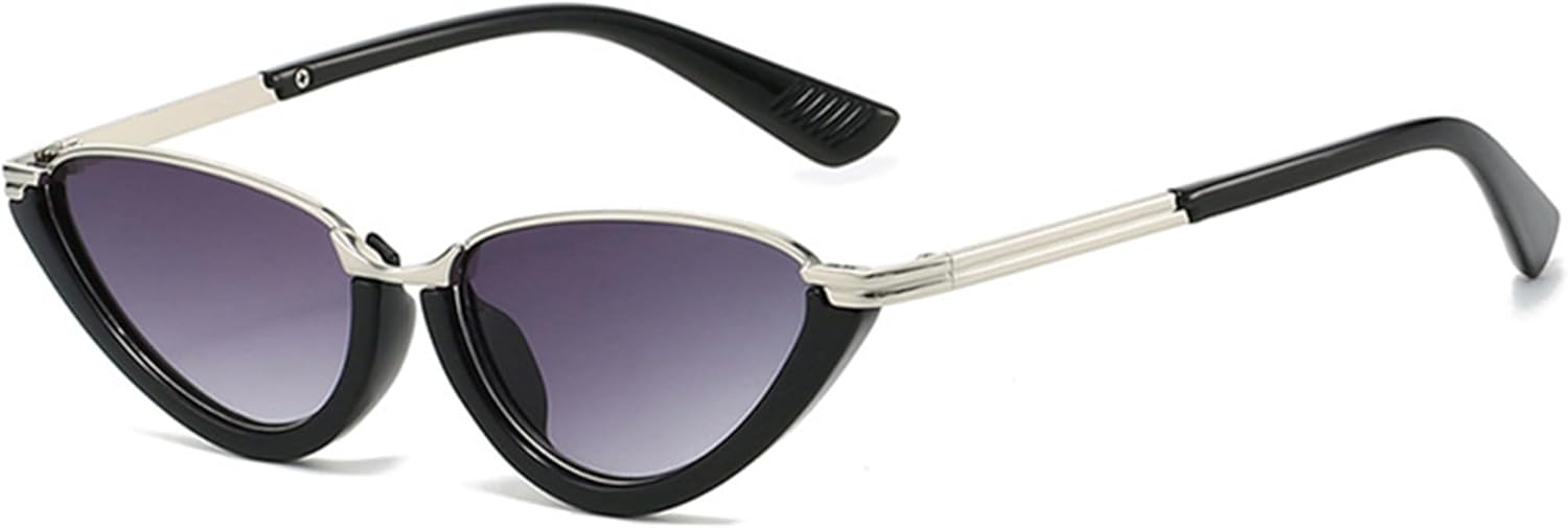 

Солнцезащитные очки Bullabulling в стиле ретро с полуободковой оправой «кошачий глаз» для женщин, модные узкие золотистые солнцезащитные очки без оправы в стиле Y2K 2025 года, Gray