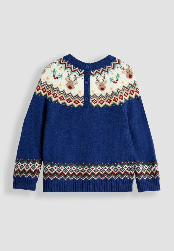 Рождественский джемпер в стиле fair isle стандартного кроя Jojo Maman Bébé, Navy Blue Reindeer — фото 2