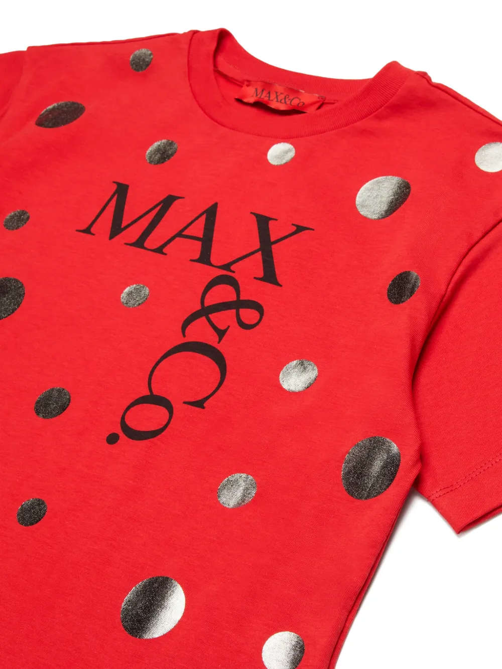 Футболка в горошек с логотипом Max&Co. Kids, красный — фото 3