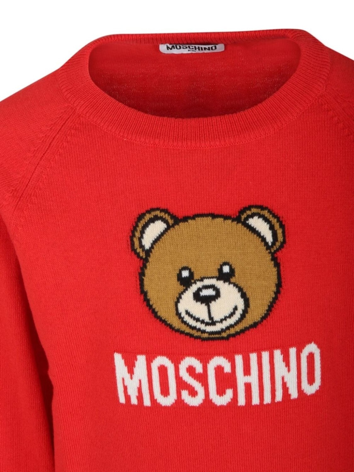 Moschino Kids джемпер с логотипом, связанный интарсией, красный — фото 3