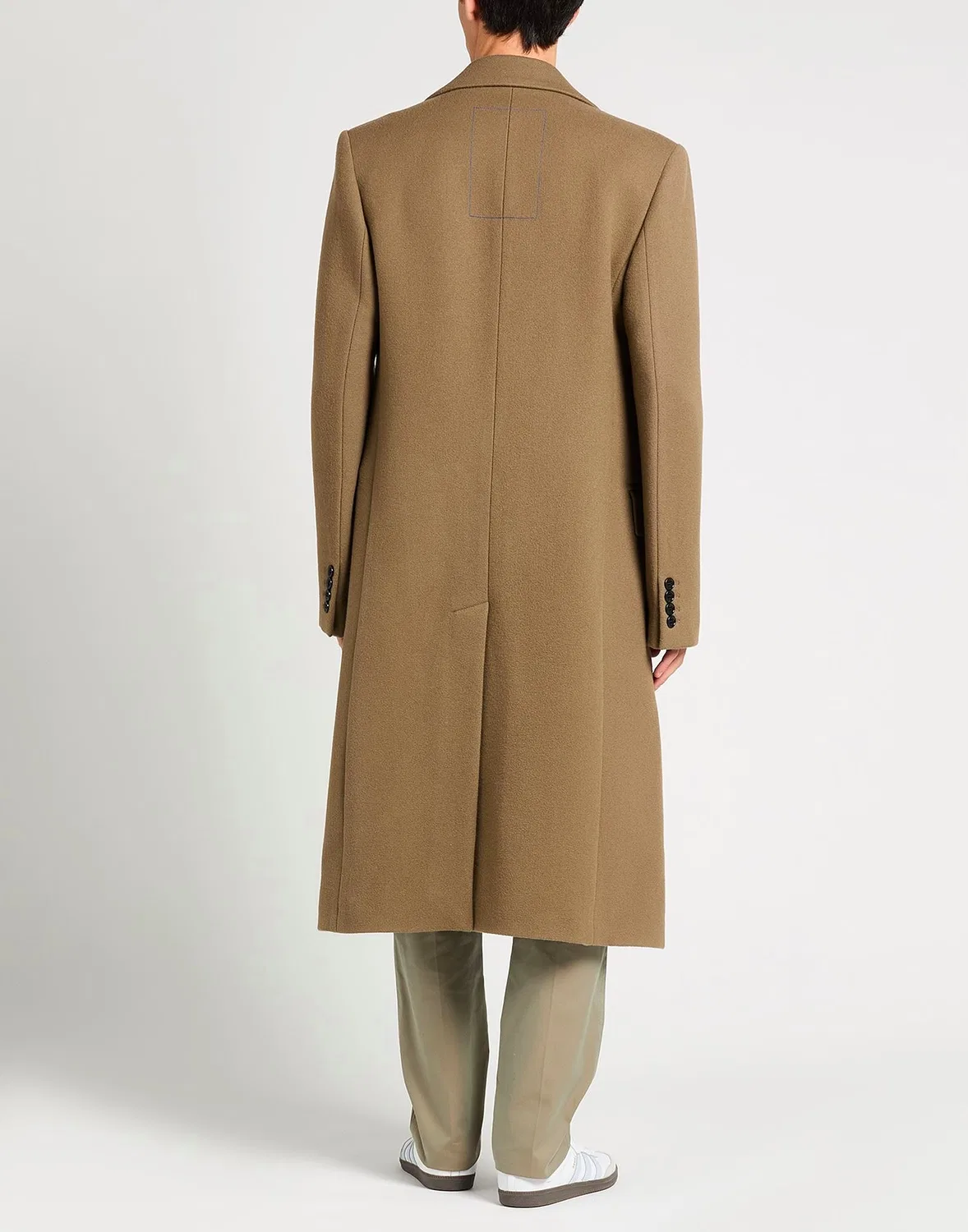 Пальто мужское BURBERRY однобортное шерстяное хаки — фото 3