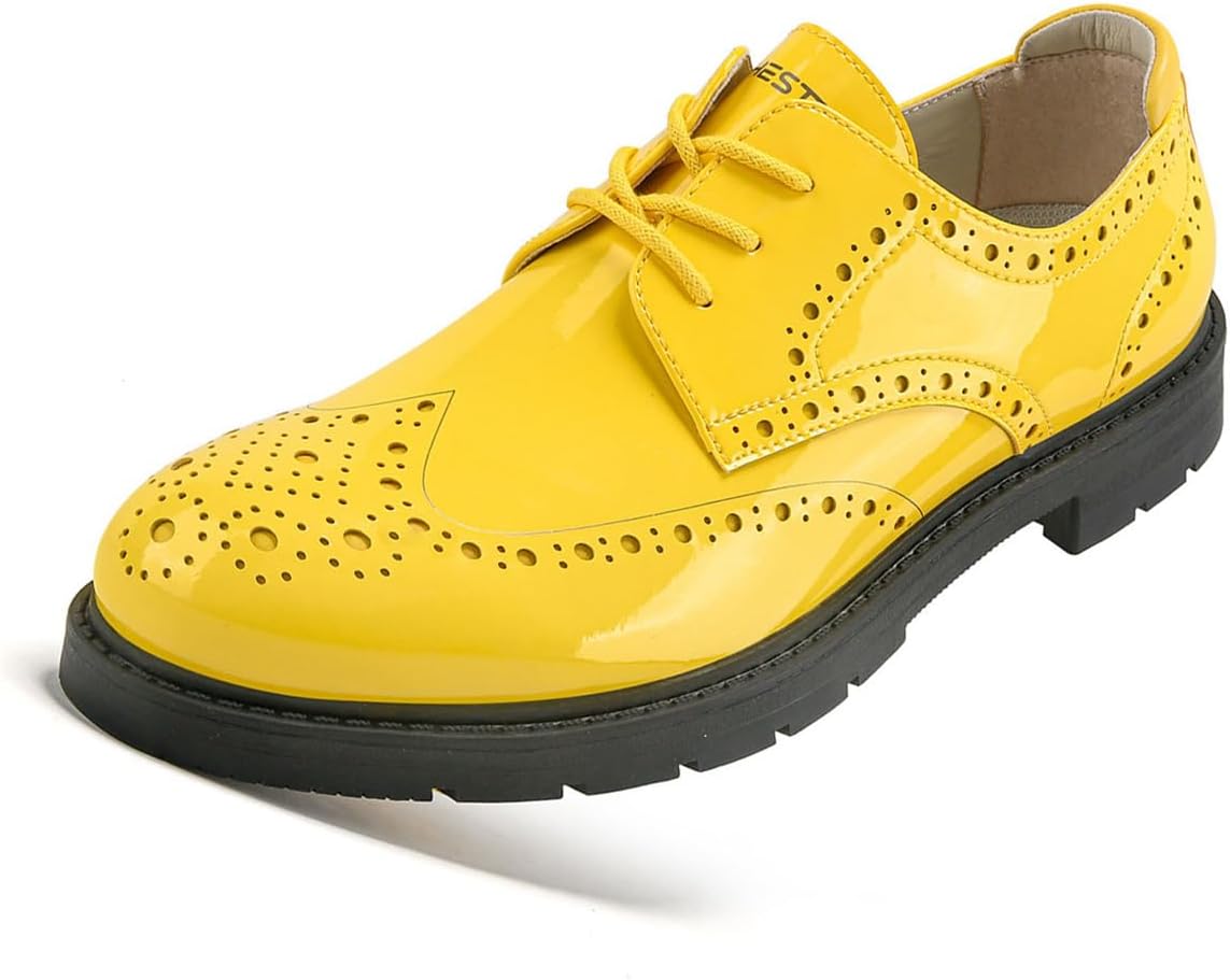 

Мужские гольф-броги с низким верхом, водонепроницаемые, шипованные, для ходьбы, шнурованные, модные и комфортные обувь Omcam, желтый