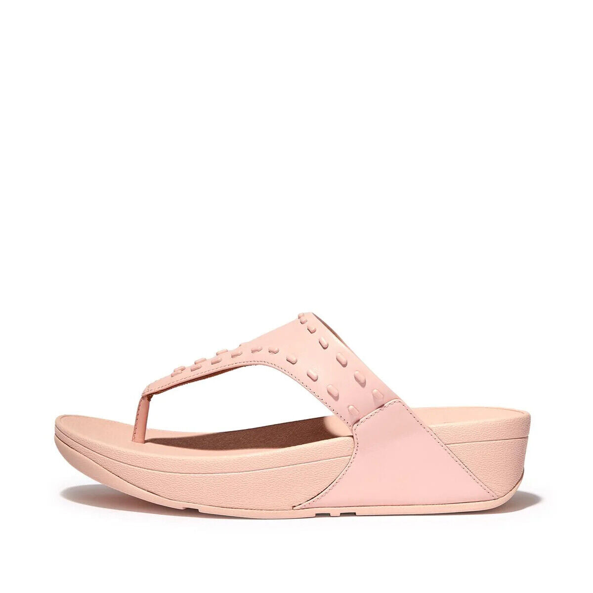 FitFlop Lulu GB1-A35 Toe-Post Sandals Women's Pink Salt Leather Rubber-Stud — фото 2
