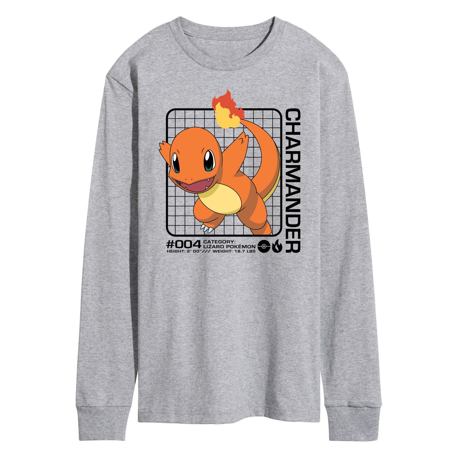 

Мужская футболка с длинными рукавами и рисунком Pokemon Charmander