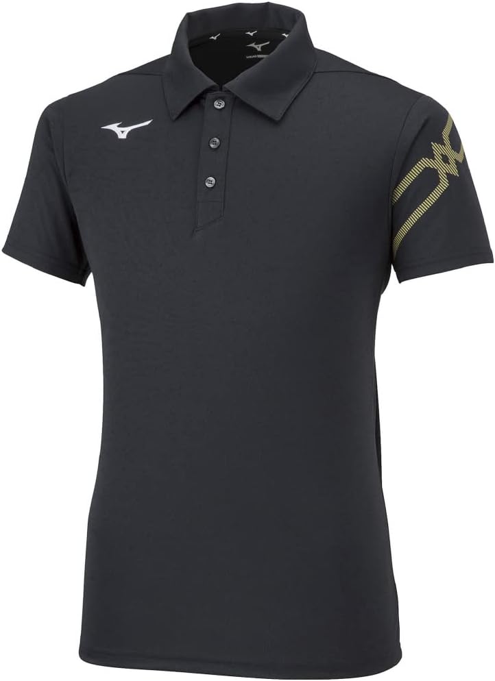 

Футболка-поло Mizuno 32MA2176, влагоотводящая, быстросохнущая, стандартного кроя, дезодорирующая, черный