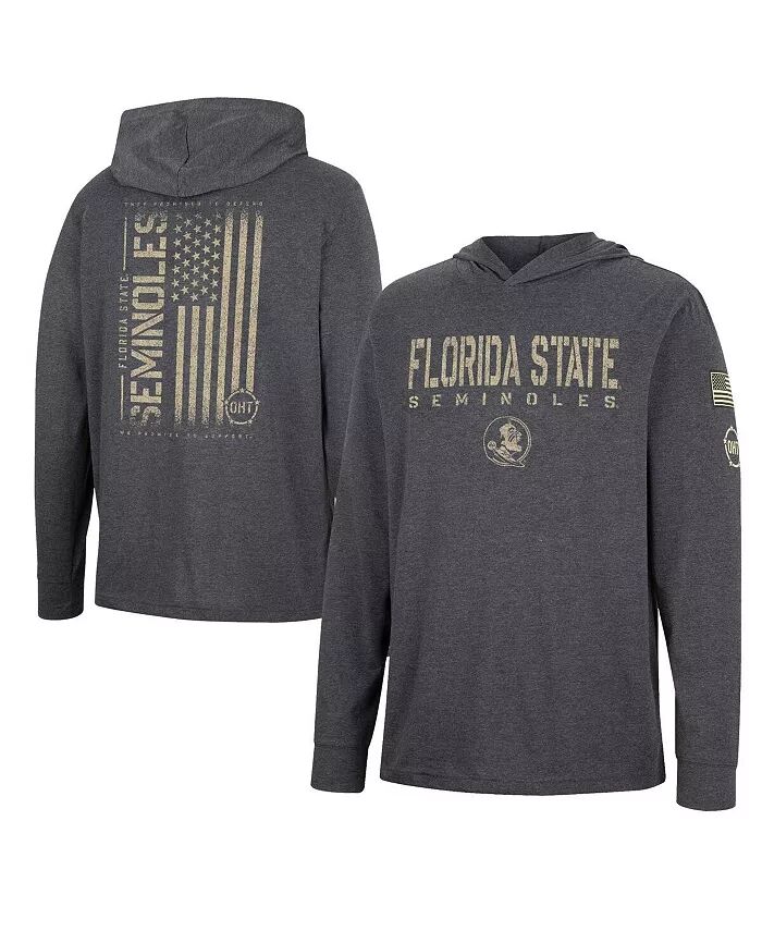 

Мужская футболка с капюшоном и длинным рукавом в стиле милитари Florida State Seminoles Team OHT цвета древесного угля Colosseum