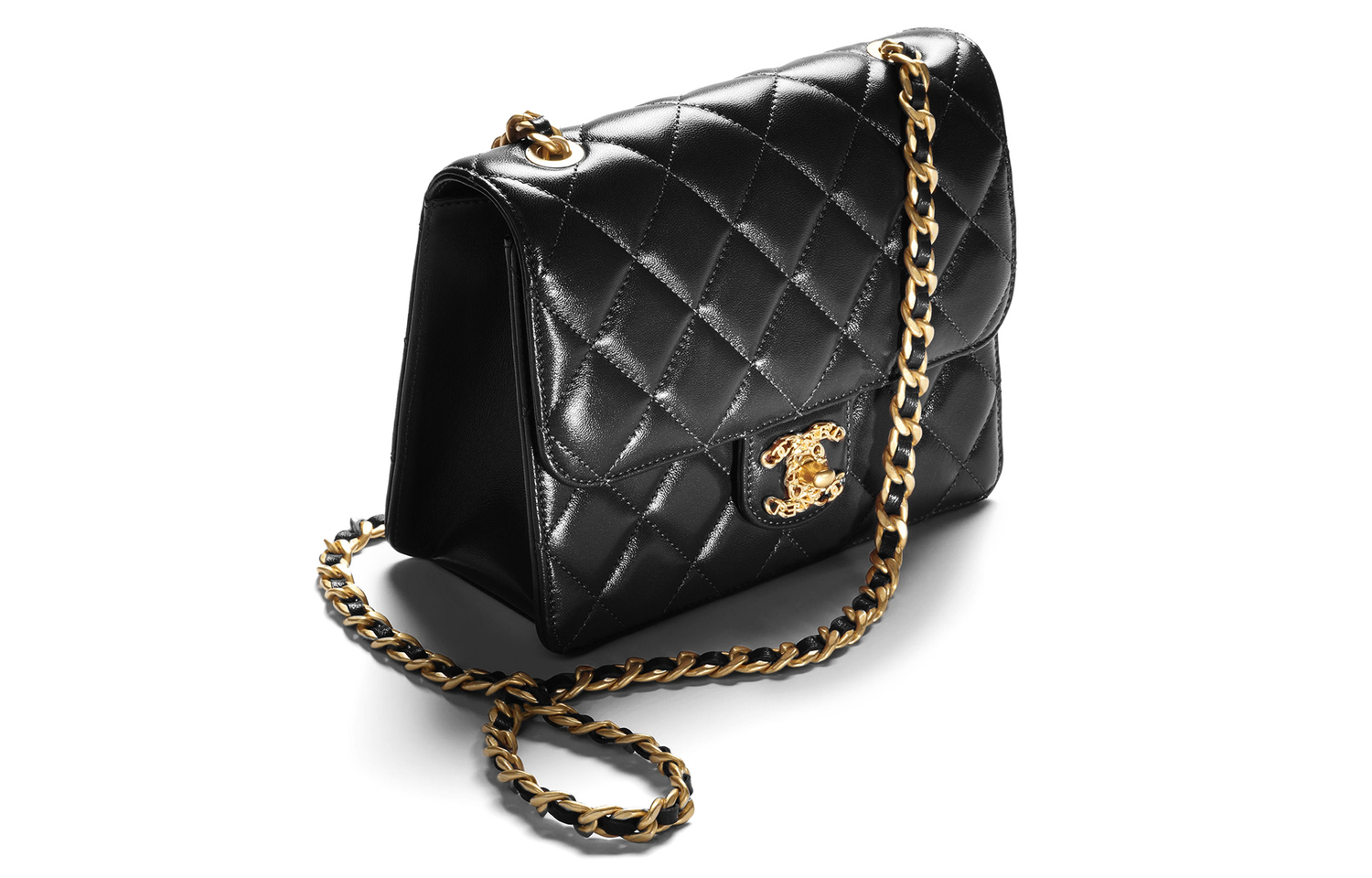 Сумка через плечо из овчины с цепью, черная CHANEL — фото 2