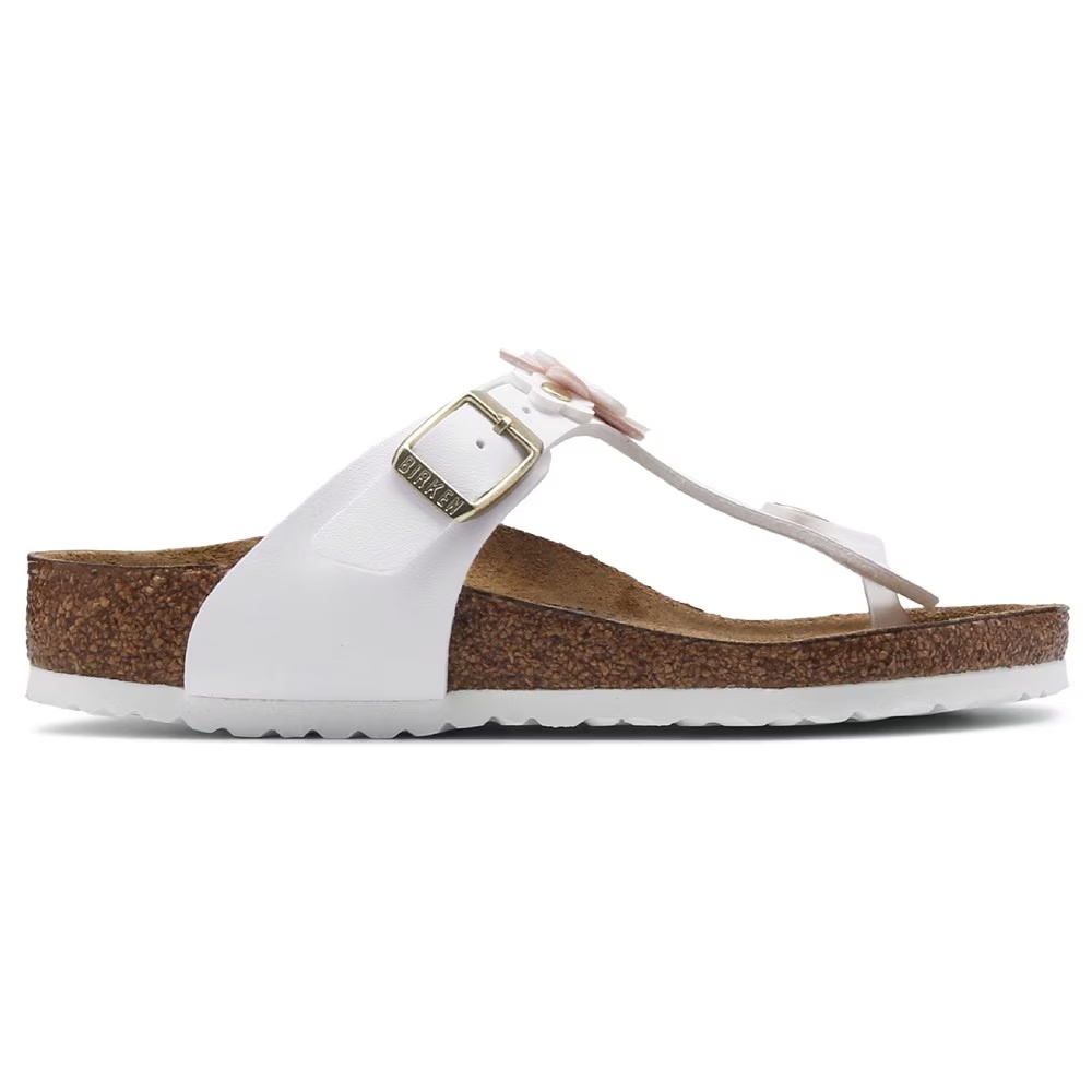 Детские сандалии на анатомической стельке Birkenstock Gizeh для малышей, white flower multi — фото 2