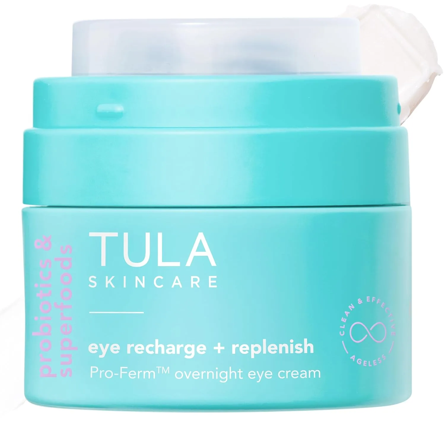 TULA Skin Care Eye Recharge + Replenish - Ночной про-ферментный крем для глаз с ретиналем, защищает и интенсивно увлажняет, уменьшает видимость мелких морщин, 0,5 жидких унций.