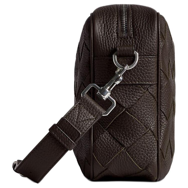 Bottega Veneta Кожаная поясная сумка мужская тёмно-коричневая — фото 2